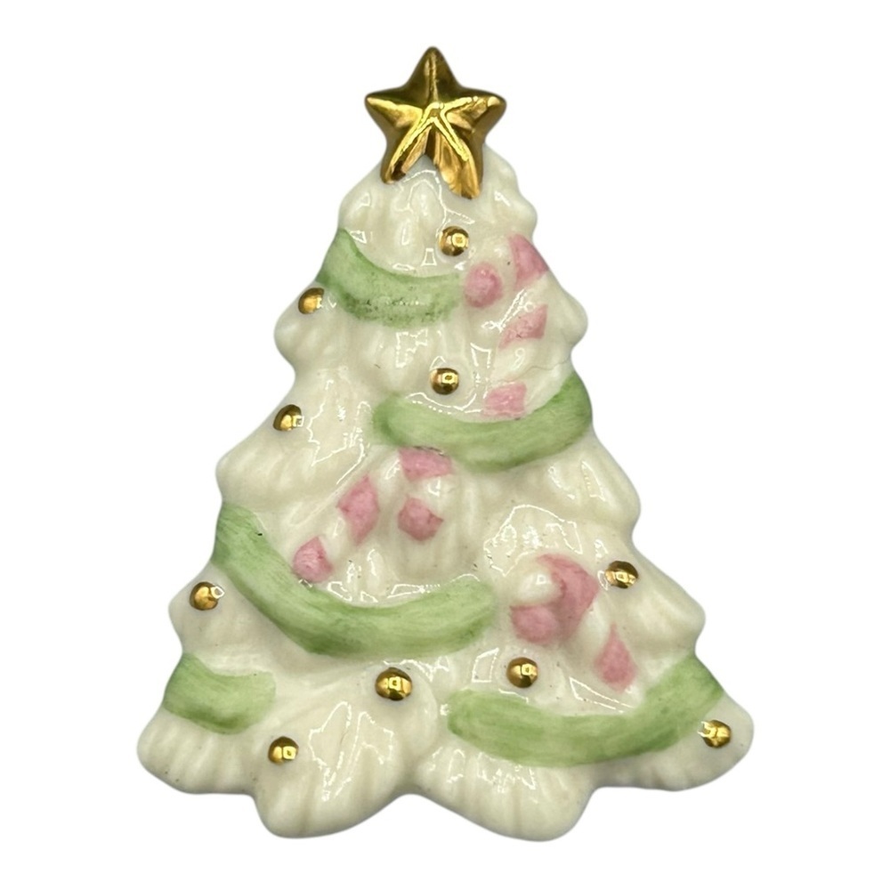Lenox Porcelain Christmas Tree Brooch w/ Box - Picture 2 of 12